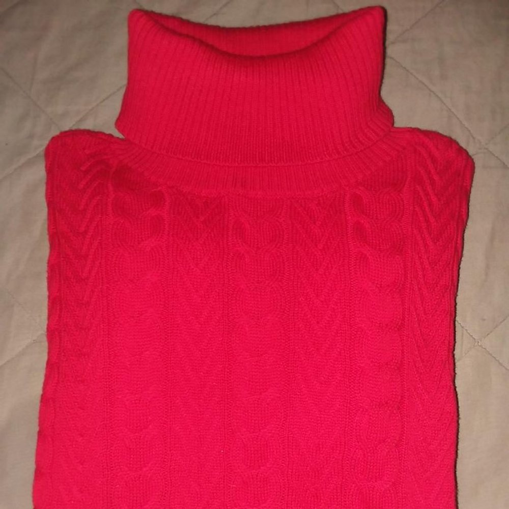 Lands End Red Turtleneck Cable Knit Sweater- NWOT